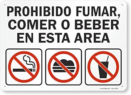 SmartSign by Lyle S-1914-PL-14"Prohibido Fumar, Comer O Beber En Esta