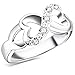 BOHG Jewelry Womens Fashion Silver-Plate Cubic Zirconia CZ Heart Infinity Symbol Ring Wedding Band Size 8