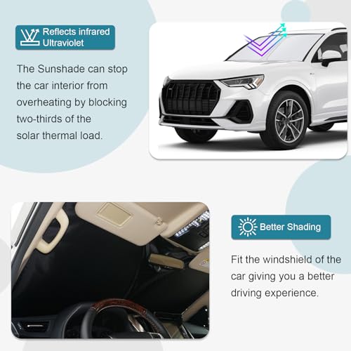 [Upgrade] CDEFG Compatible with Audi Q3 FJ 2025 2026 Sunshade Covers Windshield Front Sun Shade Front Windshield Accessories