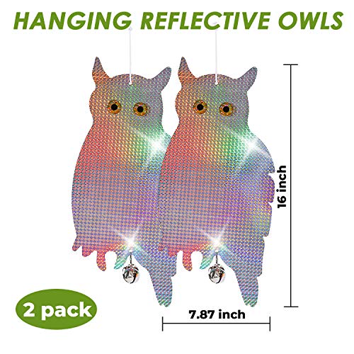 Dyvicl Bird Scare Owl Fake Owl Hanging Reflective Owl for Woodpecker