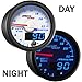 MaxTow Double Vision 2200 F Pyrometer Exhaust Gas Temperature EGT Gauge Kit - Includes Type K Probe - White Gauge Face - Blue LED Dial - Analog & Digital Readouts - for Gas Trucks - 2-1/16