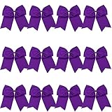 8“ Jumbo Cheerleader Bows Ponytail Holder Cheerleading Bows Hair Tie More Colors Available (Purple)