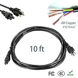 [All Copper Gurantee] Elivebuy 10 Ft U.S. Standard 3-Prong Mickey Mouse Style AC Laptop Power Cord Cable For Dell IBM HP Compaq Asus Sony Toshiba Lenovo Acer Gateway MSI Notebook Computer Power Supply Cord Charger (Extra Long)