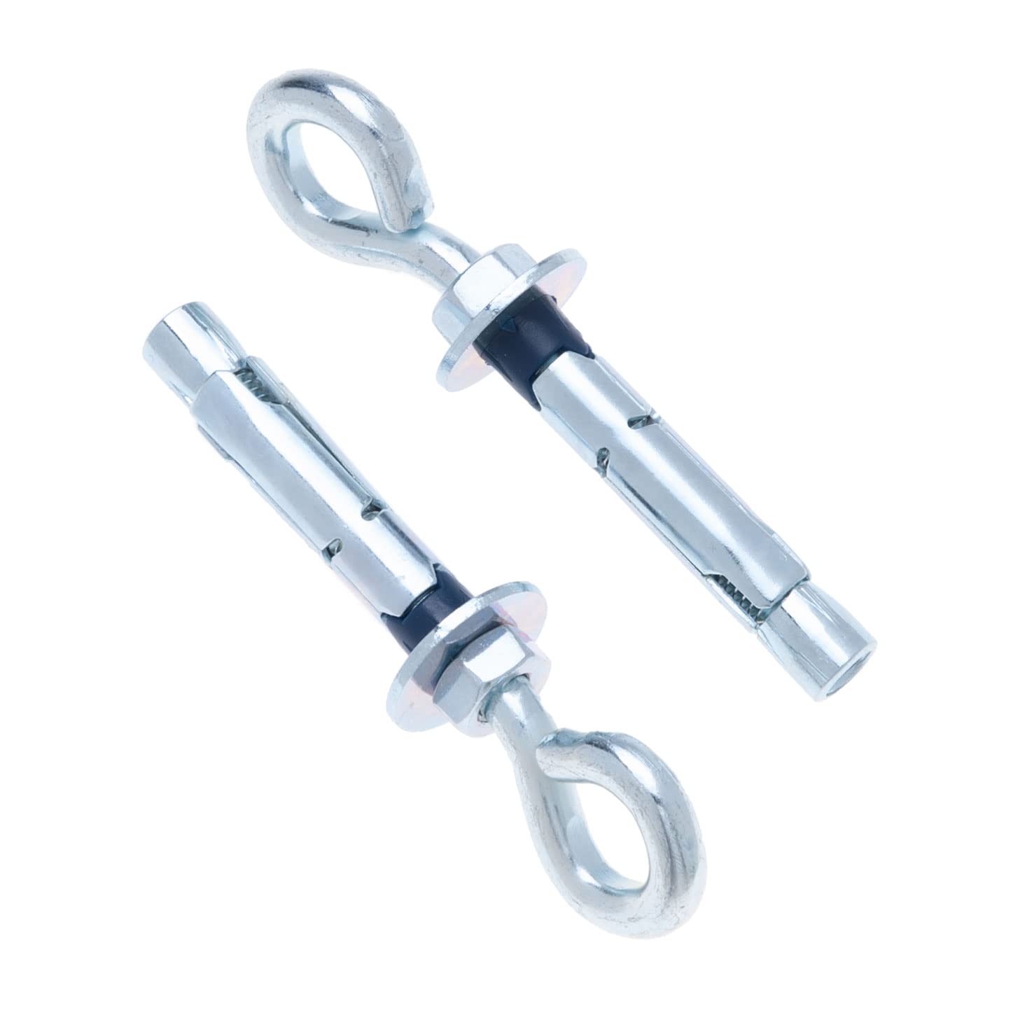 M8 Concrete Wall Eyebolt, Eyehook Screw with Expandabe Steel Dowel, 10mm Metal Sleeve and 8x60mm Anchor Hook bolt With Hex Nut, for Solid Materials Such as Concrete and Stone (6 pcs)