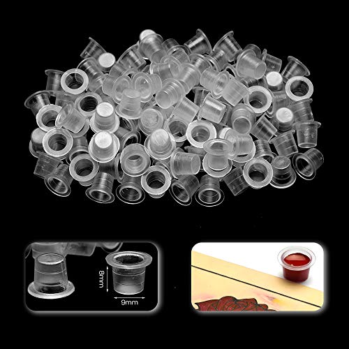 Tattoo Ink Caps, ATOMUS 300pcs 1000pcs Mixed Tattoo Ink Cups #9 Small #12 Medium #15 Large Plastic Tattoo Microblading Pigment Ink Cups Caps Holder (300pcs)