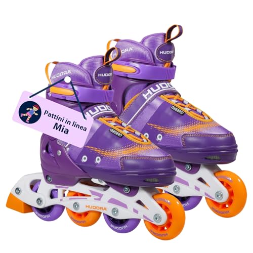 Hudora Inline Skates Mia/Leon - Inline skates for children/teenagers & adults in different sizes & colours - Roller skates adjustable up to 4 sizes - Comfortable & stylish skates