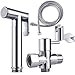 Brass Handheld Bidet for Toilet Set Bidet Sprayer Combo for Bathroom Attachment Baby Cloth Diaper Sprayer Kit and Muslim Shower with Hose and T Valve Chrome