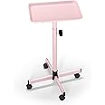 HYTOBP Salon Tray on Wheels, Adjustable Height Tattoo Tray Salon Cart for Hairstylist, Aluminum Salon Trolley Cart with Wheels, Salon Rolling Tray for Salon&Spa(40inch-Pink)