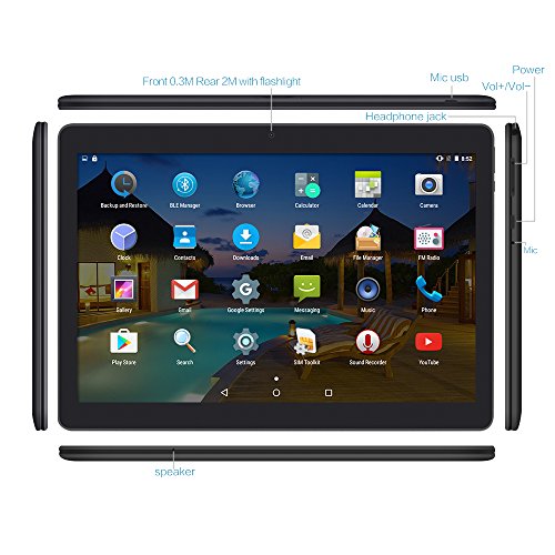 Yuntab-101-inch-Tablet-Android-51-Wifi-Unlocked-3G-Phone-Tablet-PC-1GB16GB-MTK-6580-Quad-Core-IPS-Screen-1280x800-Dual-camera-Cell-phone-Support-2G-3G-Wifi-Dual-SIM-Card-Bluetooth-Black