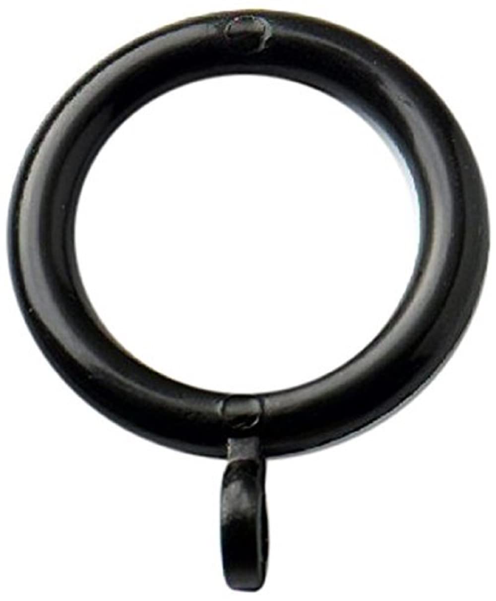 Merriway BH03177 (8 Pcs) Plastic Curtain Drapery Pole Rod Rings with Fixed Eye, Inner Diameter 37mm (1.7/16 inch) Outer Diameter 50mm (2 inch) Black - Pack of 8 Pieces