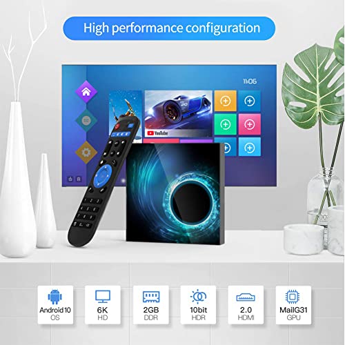 T95 Android TV Box 10.0 2GB RAM 16GB ROM 6K Ultra HD, AllWinner H616 64bit Support 3D USB HD H.265 2.4/5GHz Dual WiFi Ethernet Android Box