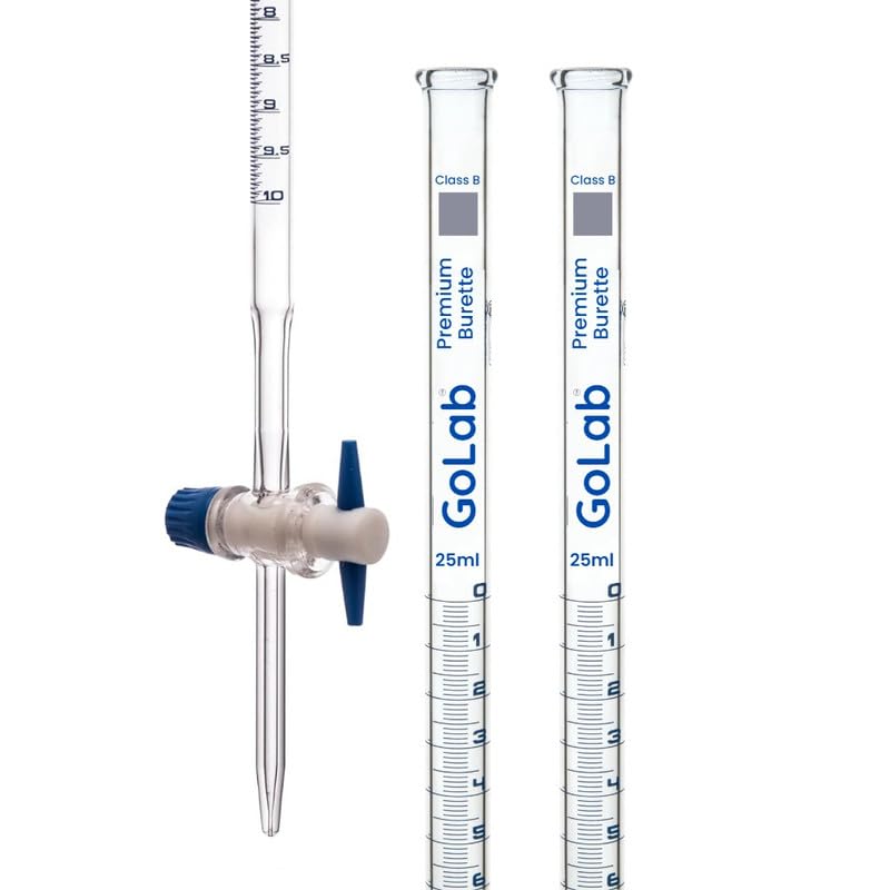 10pcs GoLab Laboratory Class B Burette, 25mL - PTFE
