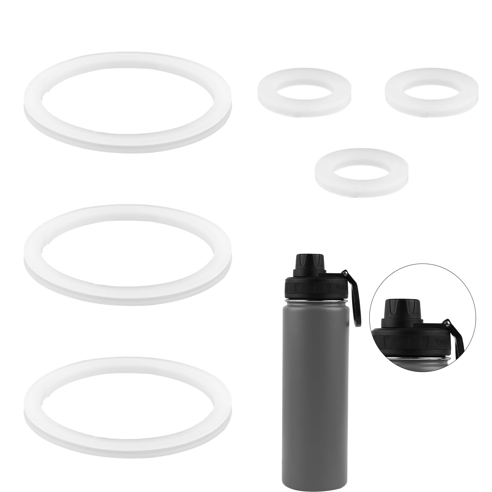 Photo 1 of 6pcs Stainless Steel Water Bottle Gasket Replacement for DRINCO 14/18/22/32/40/64oz, Silicone Spout Lid Sealing Rings & Water Bottle Spout Lid Gaskets for DRINCO Chug Lids