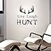 ARTTOP Man Room Hunting Wall Decal Live Laugh Hunt with Antlers Wall Stickers Lettering Stickers Inspirational Quotes for Man Wall Sticker Home Decor