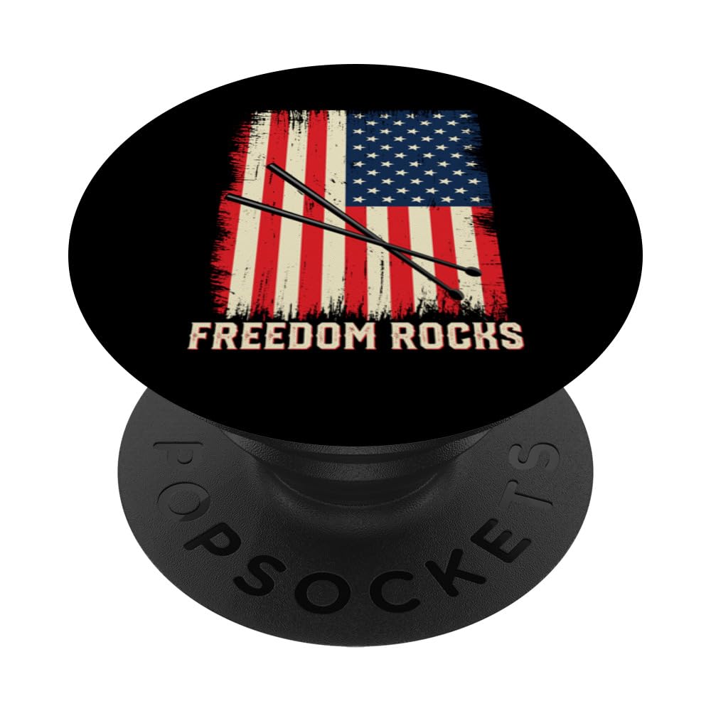 Drum Drummer American Flag 4th Of July PopSockets Swappable PopGrip