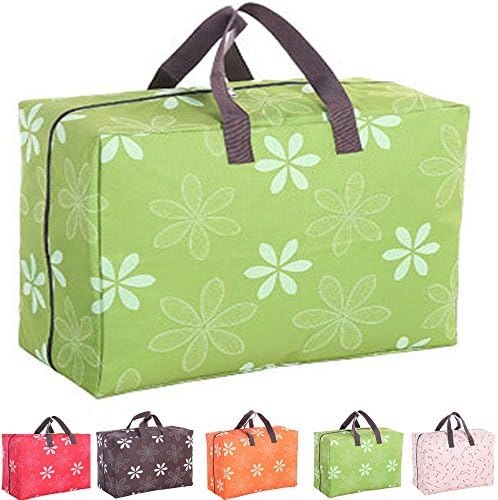 600D Oxford Fabric Extra Large storage bag Heavy Duty Storage Bag for Duvet Chest,Season Laundry (M, Green Flower)