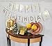 Peicees White Happy Birthday Bunting Banner with Gold Letters