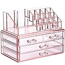 Ikee Design Pink Jewelry & Cosmetic Storage Display Boxes Two Pieces Set.