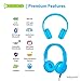 Wireless Bluetooth Headphones for Kids - BuddyPhones PLAY | Kids Safe Volume Limited to 75, 85 or 94 dB | Foldable with 14-Hour Battery Life | Optional Cable for Audio Sharing | Blue