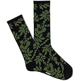 K. Bell Men's Tropical Leaf Active Crew Socks 1 Pair, Black, Men's 10-13 Shoe