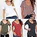 FUNOC® Women's Casual Short Sleeve V-Neck Loose Pocket Tank Top Tee T-Shirt