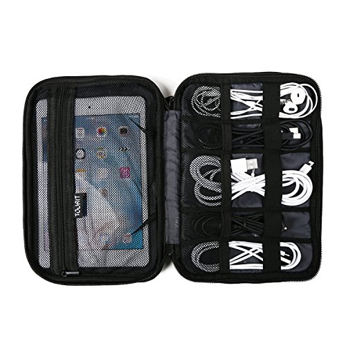 image for TOURIT Double Layer Electronics Accessories Organizer Bag Pouch Travel
