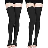 Wegitcs 20-30mmHg Compression Stockings for Women, Open-Toe Thigh High Compression Socks, Medical Compression Stockings for Varicose Veins, Swelling, Teacher, Doctor
