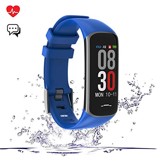 Fitness Tracker, Activity Tracker Watch with Heart Rate Monitor, Smart Watch with Message Reminder and Step Counter, Smart Bracelet with Blood Pressure and Sleep Monitor (Blue)