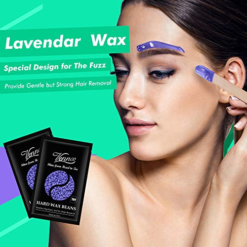 Waxing kit, Vennco Hair Removal Wax Kit for Women, Wax Warmer with 6 Bags Hard Wax Beans (21oz Total),40 Wax Sticks