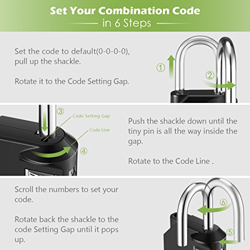 KeeKit Combination Lock, 4 Digit Combination Padlock, Weatherproof Outdoor Gate Lock, Locker Lock for School, Gym, Employee, Combination Lock for Case, Toolbox, Hasp Cabinet and Storage, 2 Pack