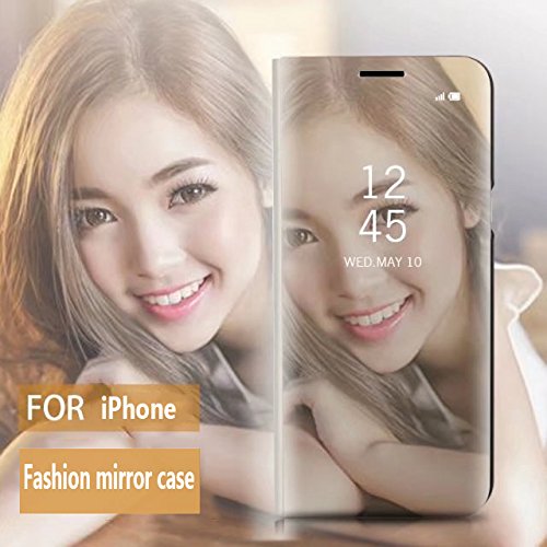 iPhone 6S Plus Case,iPhone 6 Plus Case,Shinetop Smart Clear View Stand Flip Folio Cover Electroplate Plating PC Mirror Case Ultra Slim Thin 360 Full Body Protective Case for iPhone 6S Plus/6 Plus-Gold