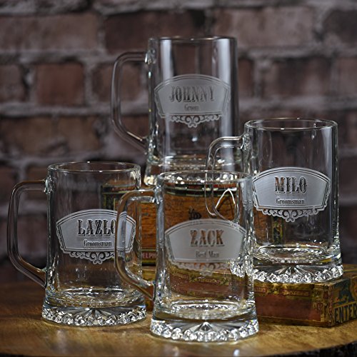 Groomsmen Beer Mugs, Best Man Gifts (set of 4)