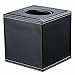KINGFOM Square Pu Leather Tissue Box Cover, Modern Facial Tissue Holder, Roll Tissues Paper Case Dispenser for Bathroom Vanity Countertop, Night Stands, Office Desk & Car(Black)