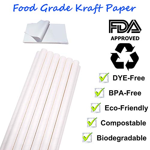 Paper Straws Wide Smoothies Milkshake Jumbo Bubble Tea Boba Straw Biodegradable Compostable Disposable Drinking Straw Wrapped in Bulk for Tumblers Party Bpa Dye Free White 10mm 0.4in 7.75'' 90pcs