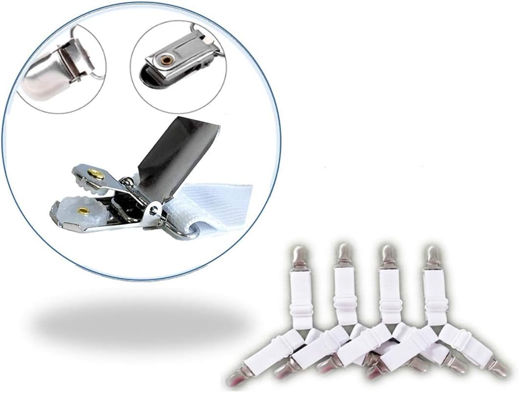Yamor Bed Sheet Holder Straps,Triangle Sheet Fasteners,Adjustable Elastic Suspenders Gripper Holder Straps Clip for Fitted Bed Sheets, Mattress Covers,Sofa Cushion& More (4 Pack-White): Home & Kitchen