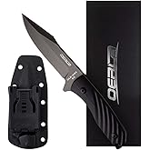 OERLA OLK-D45 Tactical Survival Knife with Kydex Sheath, D2 High Carbon Steel Fixed Blade Outdoor Knife, G10 Handle, EDC Tactical Belt Clip