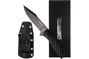 OERLA OLK-D45 Tactical Survival Knife with Kydex Sheath, D2 High Carbon Steel Fixed Blade Outdoor Knife, G10 Handle, EDC Tactical Belt Clip
