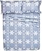 Amazon Brand – Pinzon Cotton Flannel Bed Sheet Set - Full, Snowflake Dusty Blue
