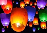 TMS 50 Mix Colors Chinese Paper Sky Flying Wishing Lantern Lamp Candle Party Wedding Wish