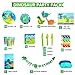 Germplasm AwesomeAll 177 Dinosaur Party Supplies-Plates, Cups, Napkins, Cupcake Wrappers, Pin The Tail on The Dinosaur Game, Birthday Banner, Table Cover, Spoons, Forks, Knives - Serve 16