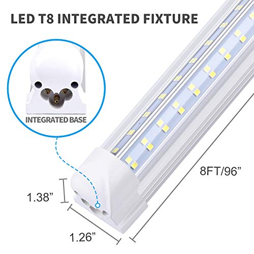 8FT Led Shop Lights,Linkable LED Tube Light Fixture, 120W 14400LM 4