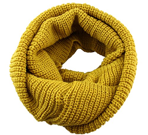 Womens Winter Thick Chunky Warm Infinity Pullover Knit Neckerchief Circle Scarf (Yellow)