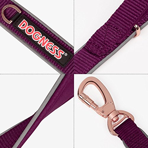 DOGNESS Classic Double Handle Dog Leash, Dual Handle for Traffic Control, Heavy Duty Soft Padded Reflective Nylon, for Walking Training Small Medium Large Dogs, Matching Collar Harness Sold Separately - Thumbnail 3