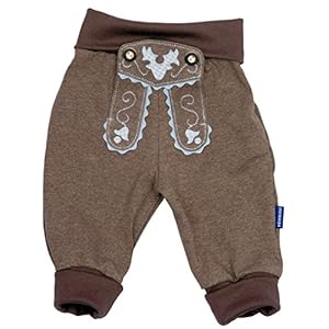 Baby joggingbroek lederhose look, bruin, 100% katoen, incl. autosticker