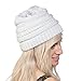 Gravity Threads Knit Soft Stretch Beanie Cap, Silver/White