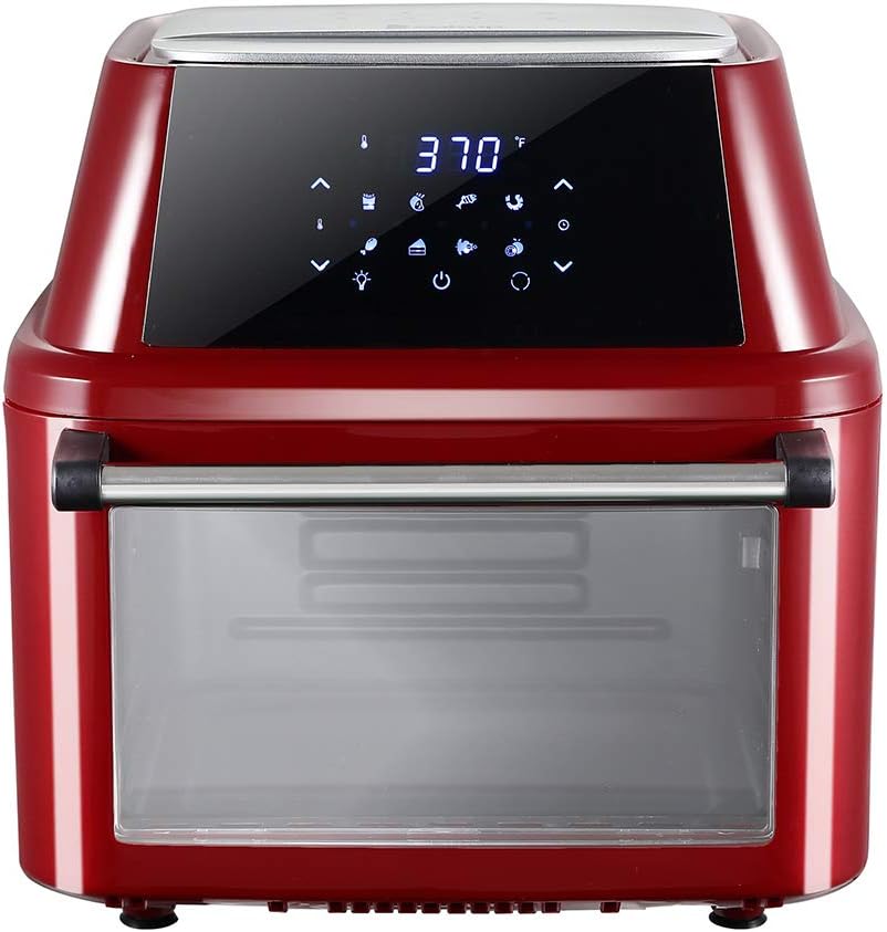 16.91 Quarts Digital Air Fryer, Digital Touch Panel Air Fryer with the 8 Included Accessories, Air Fryer with Large Visible Window Lighting (Claret-Red)