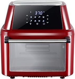 16.91 Quarts Digital Air Fryer, Digital Touch Panel Air Fryer with the 8 Included Accessories, Air Fryer with Large Visible Window Lighting (Claret-Red)