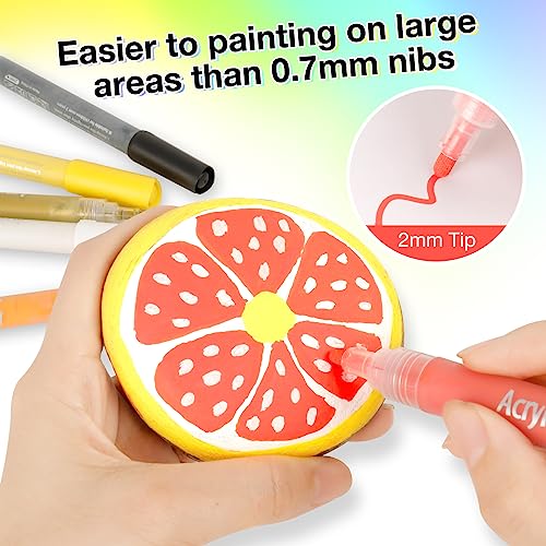 JR.WHITE Acrylic Paint Pens Paint Markers for Rock Painting, Canvas