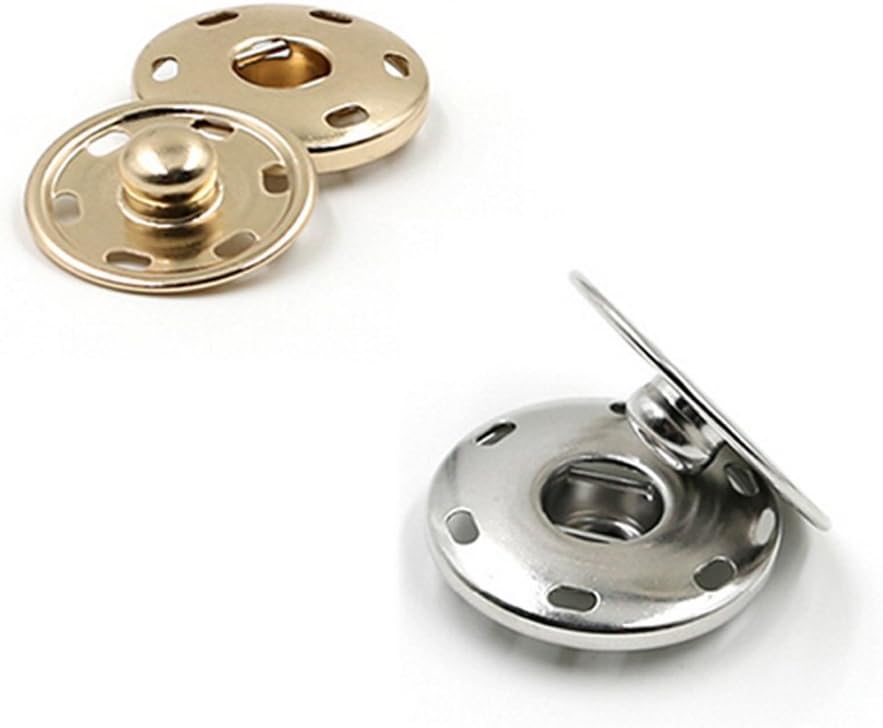 rosenice Sew On Snaps Buttons Metal Snaps Fasteners Press Studs Buttons 50 Sets Brass Fasteners DIY Craft Accessory (15mm-Silver)
