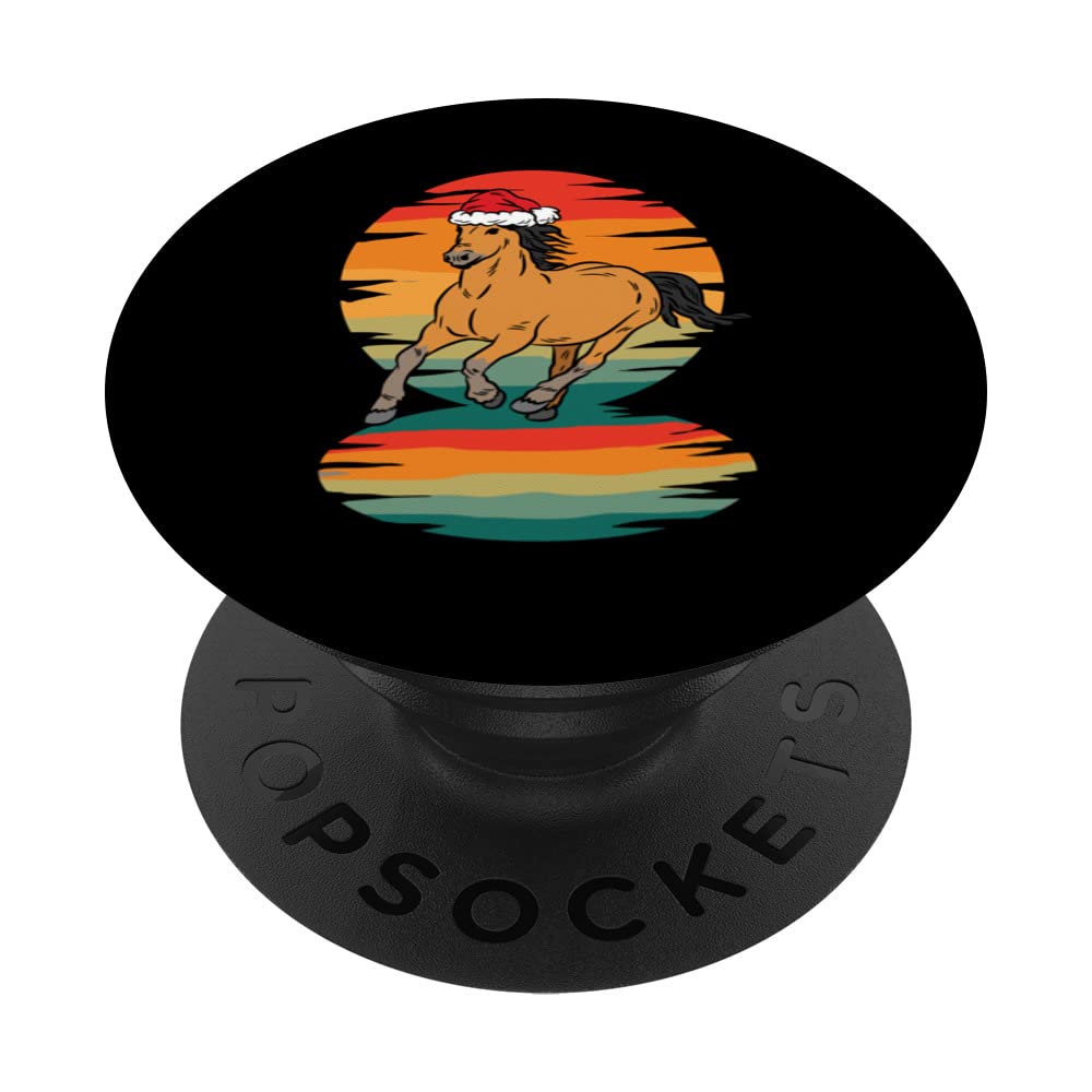 Horse Santa Hat Christmas Pajama Horseback Riding Equestrian PopSockets Swappable PopGrip